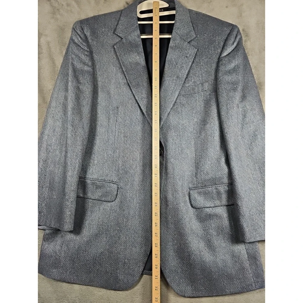 Jos A Bank 42R 💯 Silk Suit Blue Gray Blazer Jacket Sport Coat‎ Men Vtg 2 Button